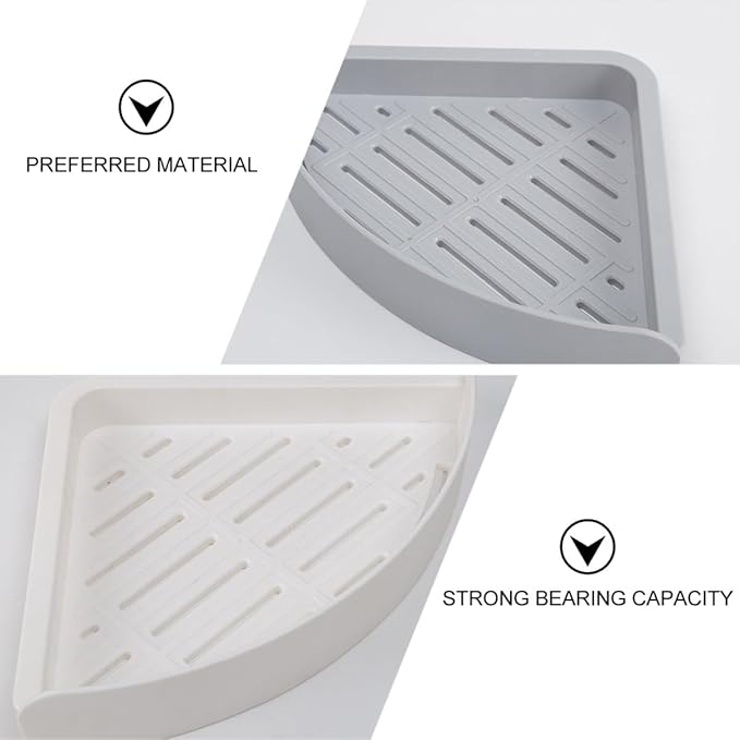 2Pcs Wall Corner Shelf Bathroom Organizer Racks Moisture Drainage Design Strong Adhesion for Kitchen and Toilet Storage
