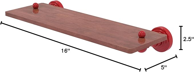 Allied Brass WP-1-16-IRW-FER Waverly Place Collection 16 Inch Solid IPE Ironwood Shelf, Fire Engine Red