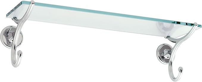 Ginger Circe Tempered Glass Bathroom Shelf (24 Inch) Wall Mounted Glass Shelves, Polished Chrome