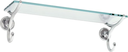 Ginger Circe Tempered Glass Bathroom Shelf (24 Inch) Wall Mounted Glass Shelves, Polished Chrome