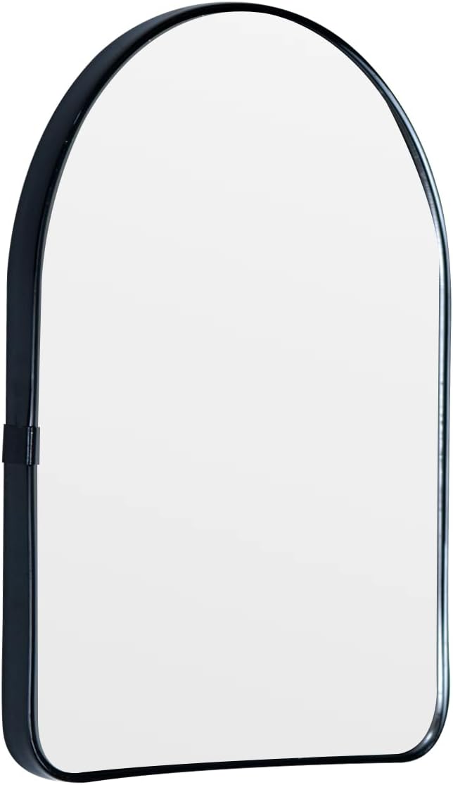 Funly mee Arched Wall Mirror, 7.9 x 11.8 inches, Wall-Mounted Plastic Mirror, for Bathroom and Vanity (Black, 7.9 x11.8)