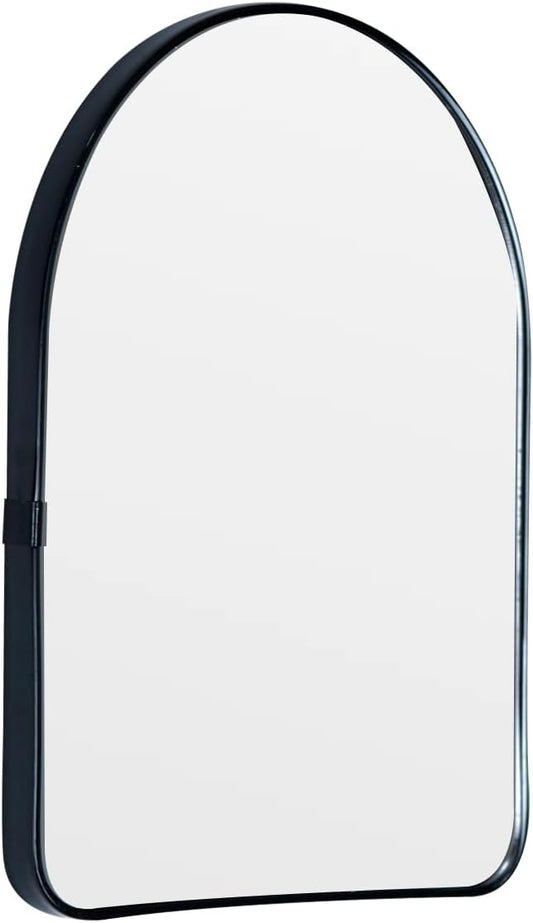 Funly mee Arched Wall Mirror, 7.9 x 11.8 inches, Wall-Mounted Plastic Mirror, for Bathroom and Vanity (Black, 7.9 x11.8)