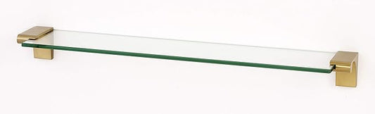 Alno Luna 18" Glass Shelf with Brackets - Satin Brass