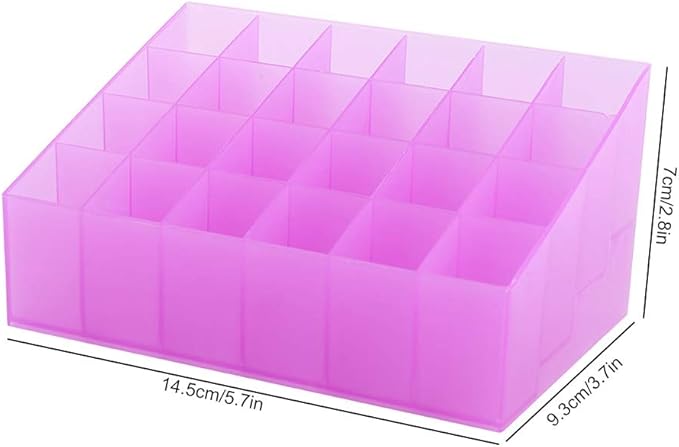 ZJchao Lipstick Organizer & Holder, 24 Grids Lip Gloss Storage, Compact Cosmetic Makeup Organizer for Lipstick, Perfume Samples, Mascara (Purple)
