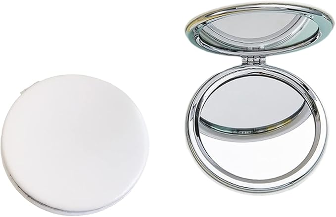 Zcooooool Makeup Mirror, 6.7 cm Round Folding Mirror, Professional Double-Sided Makeup Mirror (one Side Enlarged, The Other Side Normal) PU Surface Mirror