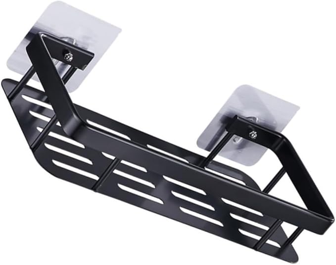 ULTECHNOVO Wall-Mounted Kitchen Spice Rack Black Aluminum Multi-Functional Storage Shelf for Bathroom Essentials Space-Saving Organizer for Home Use