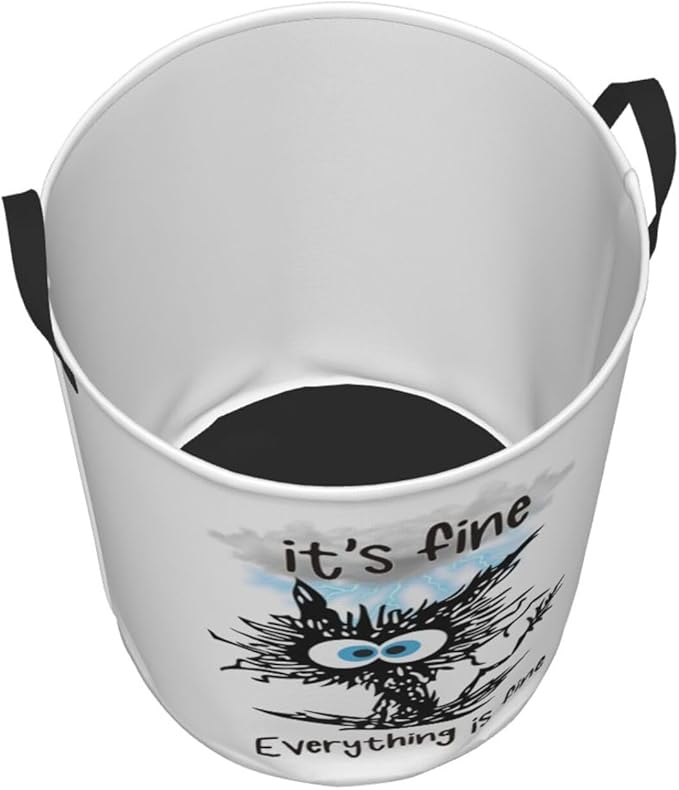 Laundry Basket Cute Black Cat Room Decor,Round Laundry Hamper Waterproof Dirty Clothes Hamper Collapsible Laundry Baskets With Handles,Toy/Clothes Storage Basket For Home Dorm Black Cat Bathroom Decor