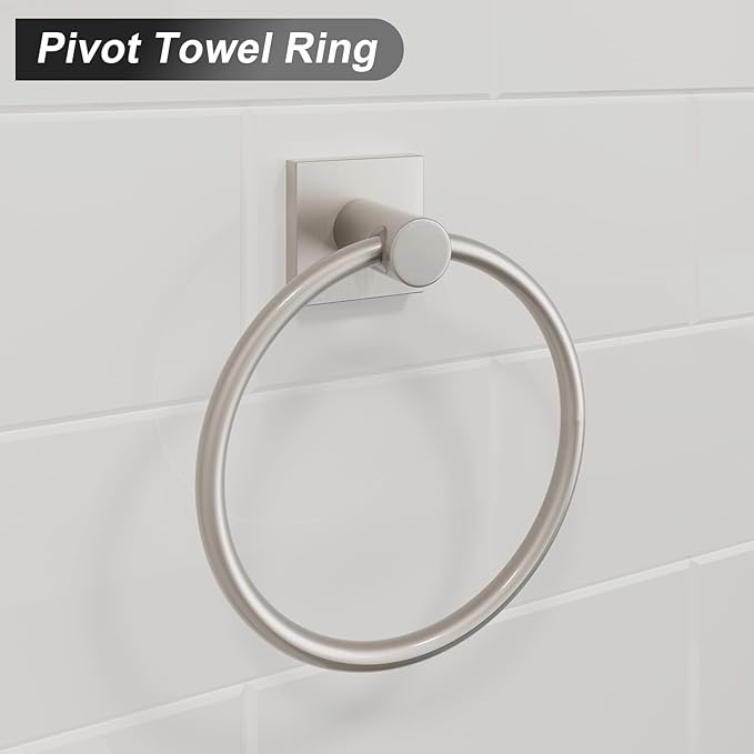 BGL Towel Ring Brushed Nickel Modern Hand Towel Ring 2 Packs for Bathroom Wall Mounted Bathroom Towel Holder Bathroom Towel Rack