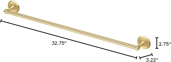 Gatco 5058 Designer II Towel Bar, Wall-Mounted Bathroom Towel Holder, 30" Length Brushed Brass Finish
