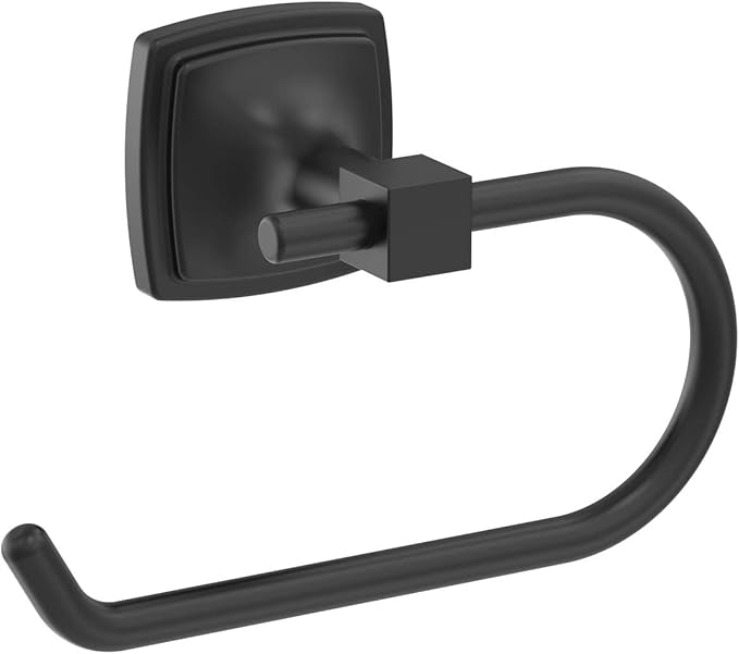 Amerock BH36091MB | Matte Black Single Post Toilet Paper Holder | 7-1/16 in. (179 mm) Length Toilet Tissue Holder | Stature | Bath Tissue Holder | Bathroom Hardware | Bath Accessories