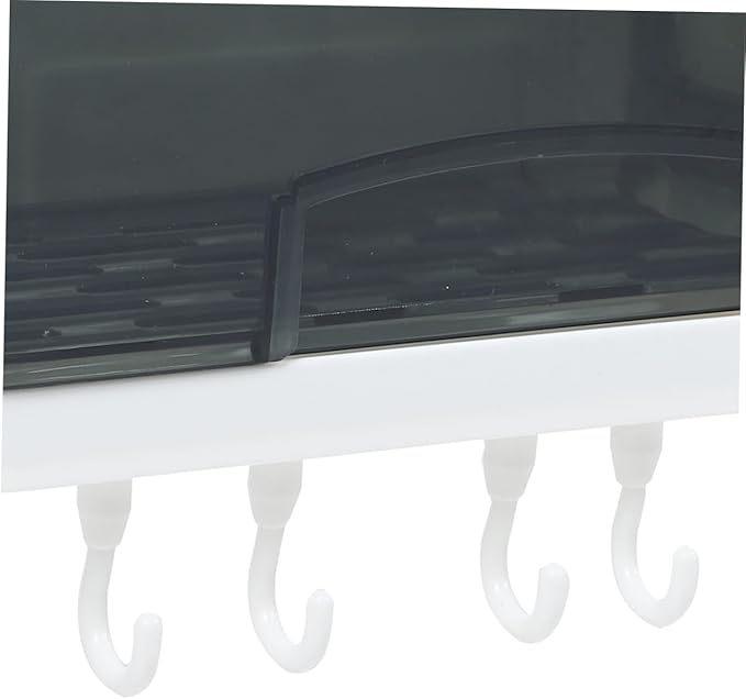 Gatuida Wall-Mounted Bathroom Shelf Organizer, Plastic Storage Rack with Hooks, No-Drill Wall Shelf for Kitchen and Bathroom Storage, Multifunctional Hanging Rack for Home Random Color