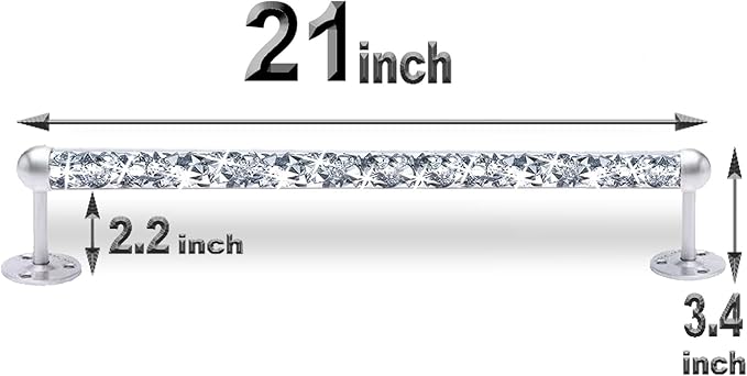 Meetart Crushed Diamond Glass Towel Bar for Bathroom,Set of 2 Towel Rods Wall-Mounted ,Towel Racks for Bath Towels,Hand Towels(21”)
