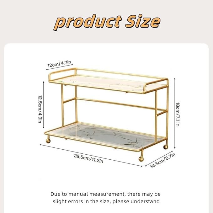 Modern Bathroom Shelf, Multi-Layer Cosmetic Dressing Table, Wrought Iron Countertop Display Stand, Suitable for Bedroom, Living Room, Bathroom(Black)