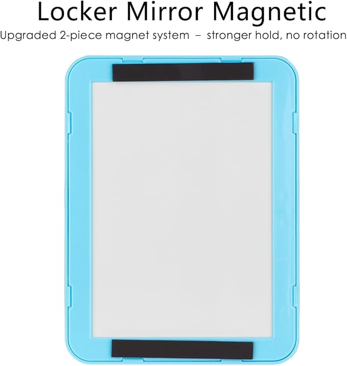ARTLYMERS Magnetic Locker Mirror, 5x7 Real Glass Small Mirrors for Locker with Magnetic Backing, for School Locker, Bathroom, Household Refrigerator, Locker Accessory (Blue)