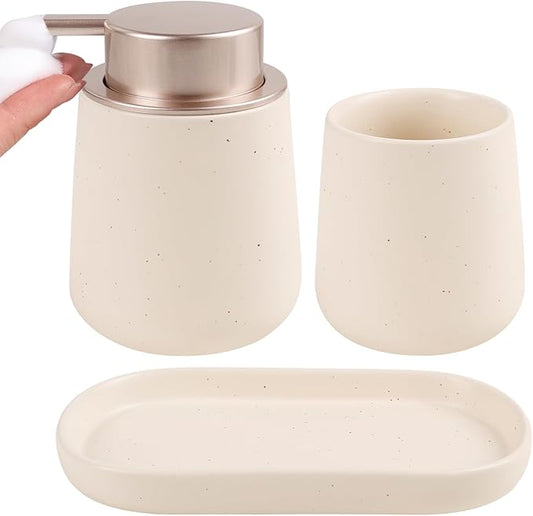 BosilunLife Bathroom Accessories Set 3 pcs (Apricot-Foam)
