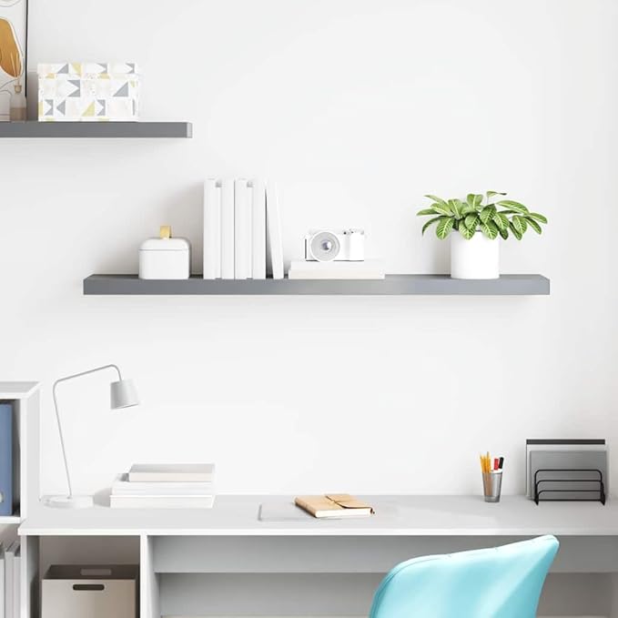 47.2 Inch Floating Wall Shelf, Long Modern Grey Display Ledge for Living Room, Bedroom, Home Office, Sturdy MDF Wall Mount Storage Shelf for Books, Photos, Decor