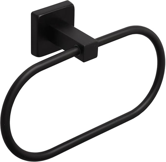 TocTen Towel Ring/Hand Towel Rack - Thicken SUS304 Stainless Steel Bathroom Hand Towel Holder Heavy Duty Unique Oval Hand Towel Hanger Wall Mounted for Bathroom Kitchen Sink (Matte Black)