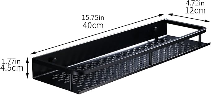 HASMI Bathroom Shelf Floating Shelves Wall Mounted Storage Shelves for Kitchen Bathroom Wall Storage Shelves Organizer 11.8 by 4.7 Inches(Black) Floating Shelves (Size : 40cm)