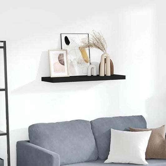 Floating Wall Shelf 31.5 Inch, Modern Rectangular Display Shelves for Living Room, Bedroom, and Office, Decorative MDF Storage Rack, Matte Black