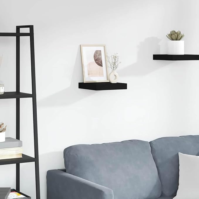 Honeycomb Floating Wall Shelf, Small Black Decorative Wall Mount Shelves for Bedroom Living Room, Modern Geometric Wood Display Organizer, Set of 1