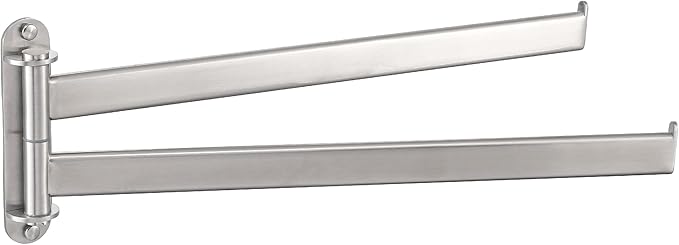 KES Bathroom Towel Rack, 15.5-Inch Swivel Towel Rack 2-Arm, Swing Out Double Towel Bar Wall Mounted, SUS304 Stainless Steel Brushed Finish, A2104S2L40-2