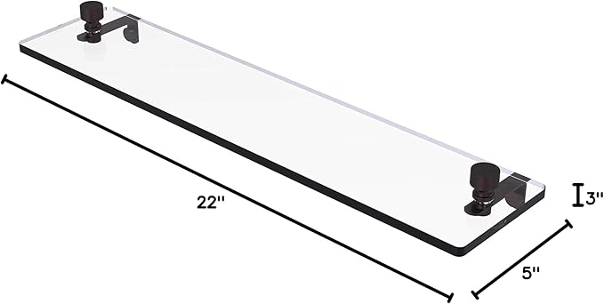 Allied Brass FT-1/22-ABZ Ft 1 22 Foxtrot Inch Vanity Beveled Edges Glass Shelf, 22 Inch, Antique Bronze