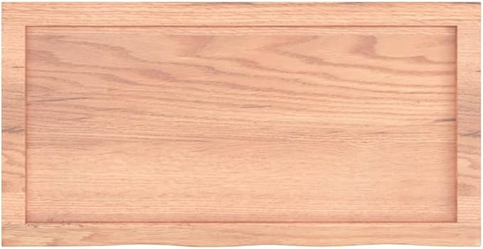 Solid Oak Wood Bathroom Vanity Top 31.5"x15.7"x(0.8"-2.4") Light Brown Treated Live Edge Handmade Countertop for Shelf Cabinet Desk Table