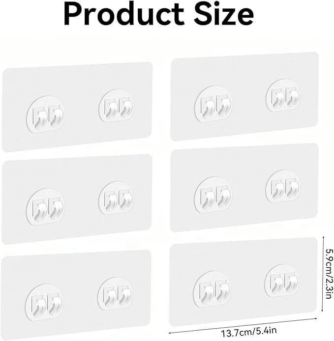 6 Pack Shower Caddy Adhesive Replacement, Adhesive Shelves Hooks Caddy Shelves Rack Basket Organizer Shower Sticker Bathroom Hanging Hook No Drilling Sticky Hanging Hooks (Style 3)