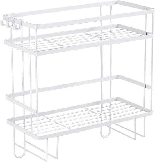 Pongnas Large Capacity Iron Toilet Shelf for Bathroom with Nail Installation, Practical Design (Double Layer White)