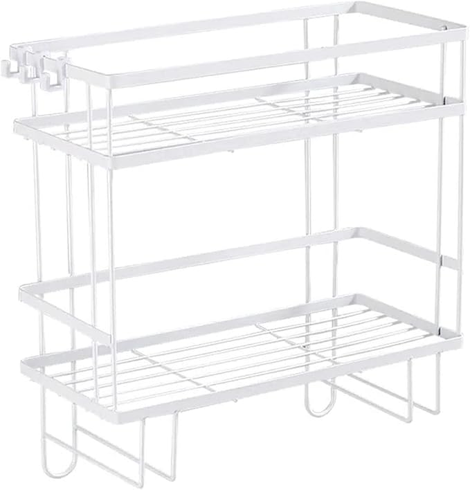 Pongnas Large Capacity Iron Toilet Shelf for Bathroom with Nail Installation, Practical Design (Double Layer White)