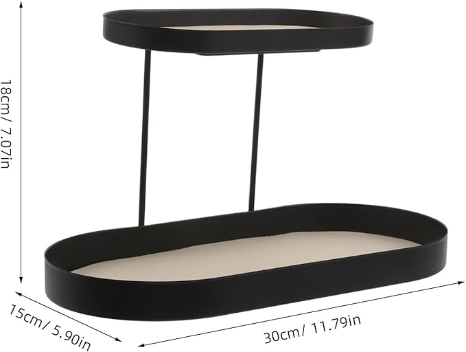 Bathroom Countertop Organizer, 2 Tier Vanity Organizer and Storage for Skincare Perfume, Storage Shelf for Bathroom Coffee Station Black White