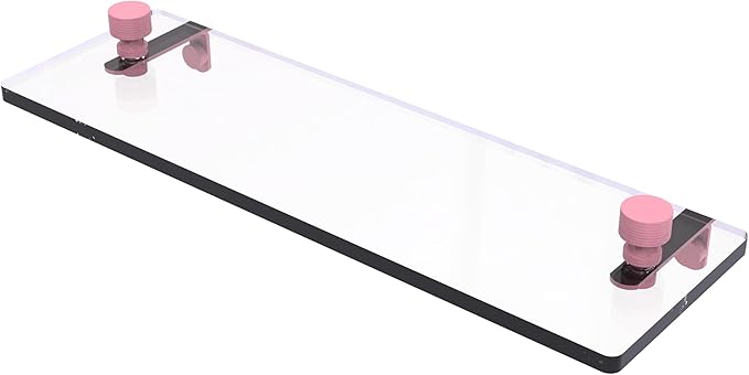 Allied Brass FT-1/16-PNK Foxtrot 16 Inch Glass Vanity Shelf with Beveled Edges, Pink