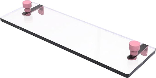 Allied Brass FT-1/16-PNK Foxtrot 16 Inch Glass Vanity Shelf with Beveled Edges, Pink