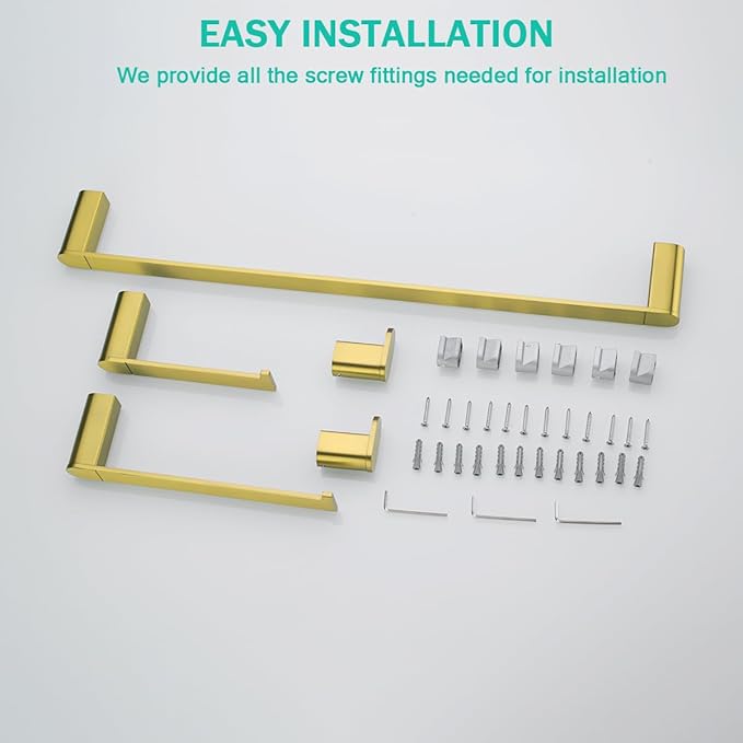 5-Pieces Bathroom Accessories Set,Stainless Steel Bathroom Hardware Set,23.6 Inch Bath Towel Bar Set, Towel Hooks,Towel Racks for Bathroom Wall Mounted,Champagne Bronze,SE96026S-5CB