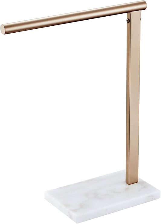KOKOSIRI Hand Towel Rack Free Stand Towel Holder with Steady Marble Base for Bathroom Vanity Countertop, Champagne Bronze Stainless Steel 15.7'' Height THS0006-CPG