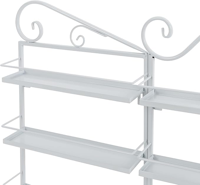 Wall-Mounted Nail Polish Storage Racks Metal Nail Polish Holder 5 Tiers Salon Wall Shelf Organizer Wall Shelf for Nails Salons, Beauty Shops, Stores (1 Middle Rack, 2 Side Racks, White)