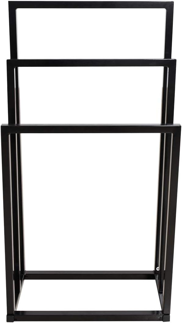 Metal Towel Racks 3 Bars for Bathroom Freestanding Drying Shelf 3 Tier Storage Organizer Washcloths Holder (Black)