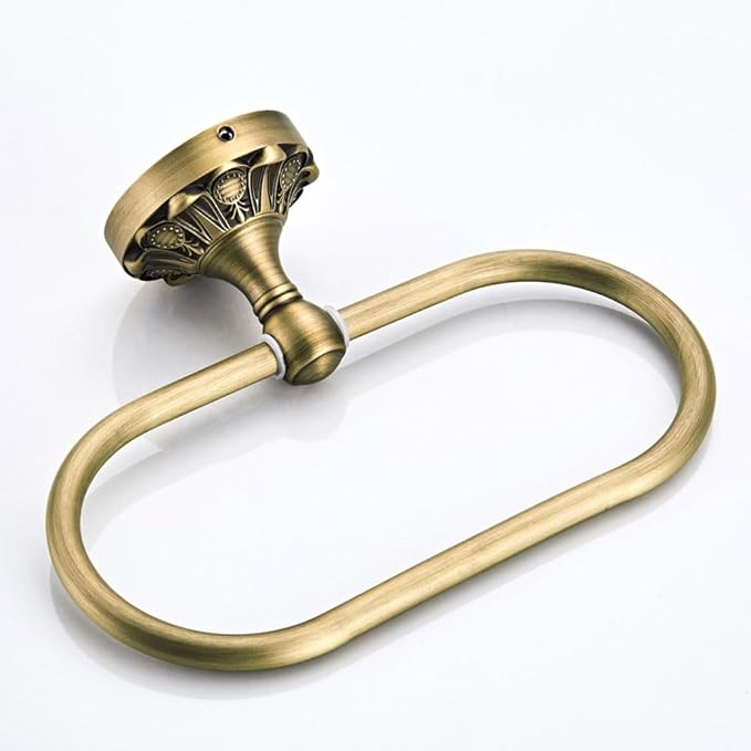 Antique Oval Towel Ring Holder Brass Material Towel Ring for Towel Storage Wall Mounted Towel Hanger Rack for Bathroom Toilet (Brush Bronze)