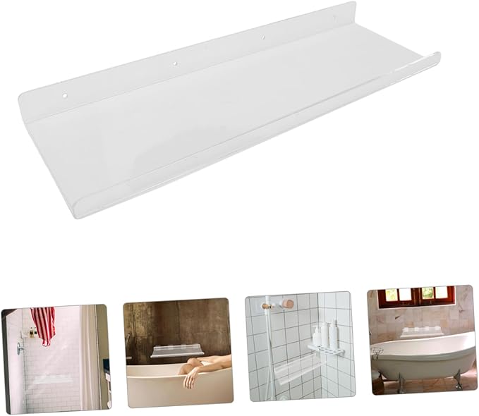 Healifty Wall-Mounted Acrylic Shelf for Bathroom and Kitchen No Drilling Required 2-Tier Storage Rack for Toiletries and Seasonings Easy Installation Space-Saving Design