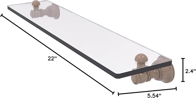 Allied Brass CL-1-22-SHB Carolina Collection 22 Inch Glass Shelf, Shaded Beige