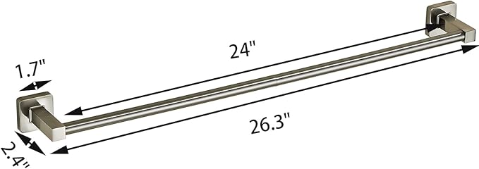 Bathroom Wall Mounted Towel Rack,24 Inch Brushed Nickel Towel Bar with Stainless Rack and Hand Towel Holder, Shower and Bath Towel Racks for Bathroom Wall(Total Length 26-Inch)