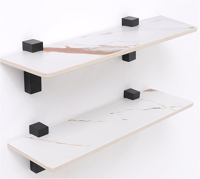 Stone Bathroom Floating Shelves for Wall Mounted Shelf Over Toilet Farmhouse Home Decor Display Shelving Small 16 inch Set of 2(2G12,400)