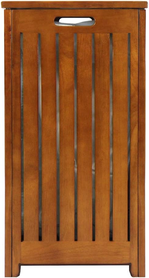 Oceanstar Solid Wood Spa Laundry Hamper 24.75 in high x 20 in Wide x 13.25 in deep, Brown