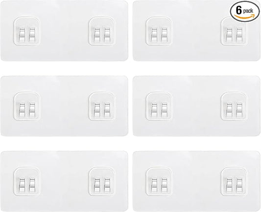 6 Pack Shower Caddy Adhesive Replacement, 2 Hooks Thick Shower Shelf Adhesive, Waterproof Shower Hooks Strips for Kitchen Racks, Bathroom Storage, Shower Basket & Soap Holder