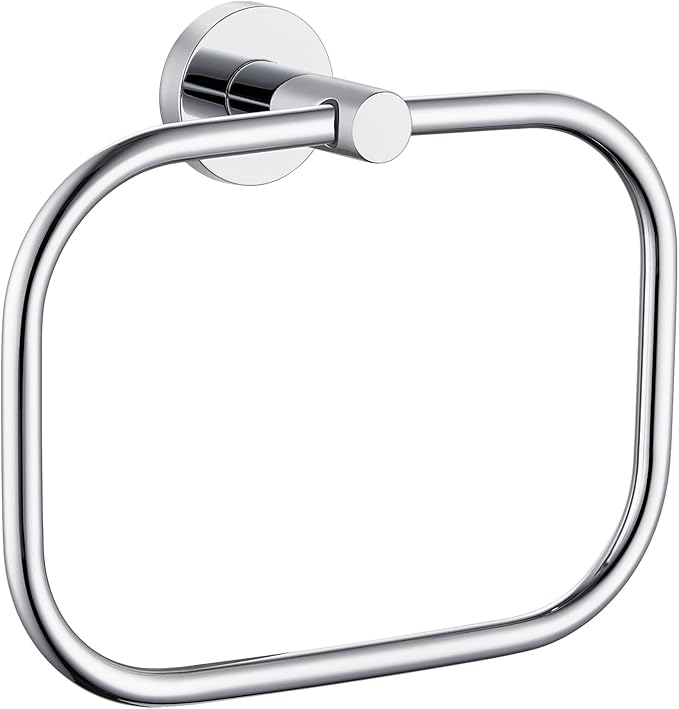 APLusee Chrome Bath Towel Ring, Stainless Steel Hand Towel Holder, Wall Mount