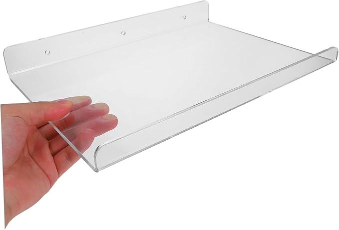 Wall Mounted Storage Shelf for Bathroom Acrylic Floating Rack No Drill Installation 2-Tier Organizer for Kitchen and Shower Space-Saving Storage Solution