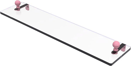 Allied Brass MA-1/22-PNK Mambo 22 Inch Glass Vanity Shelf with Beveled Edges, Pink
