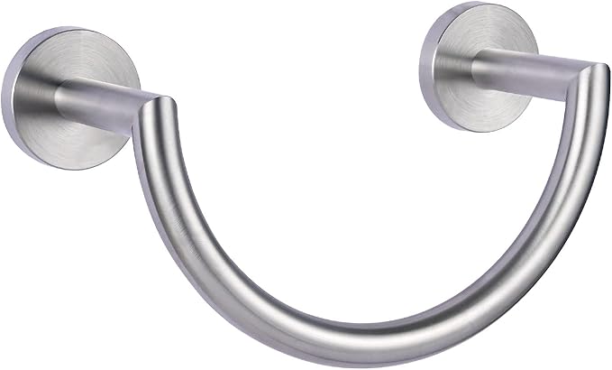 HouseAid Stainless Steel Towel Ring for Bathroom, Hand Towel Holder, Modern Semi-Circular Hand Towel Rack, Wall Mounted, Brushed Nickel