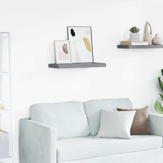 Floating Wall Shelf Gray 23.6x9.3 Inches, Modern Invisible Mounting Display Rack for Living Room Bedroom, Sturdy MDF and Metal Frame Holds 15.4 lb for Books Decor Awards