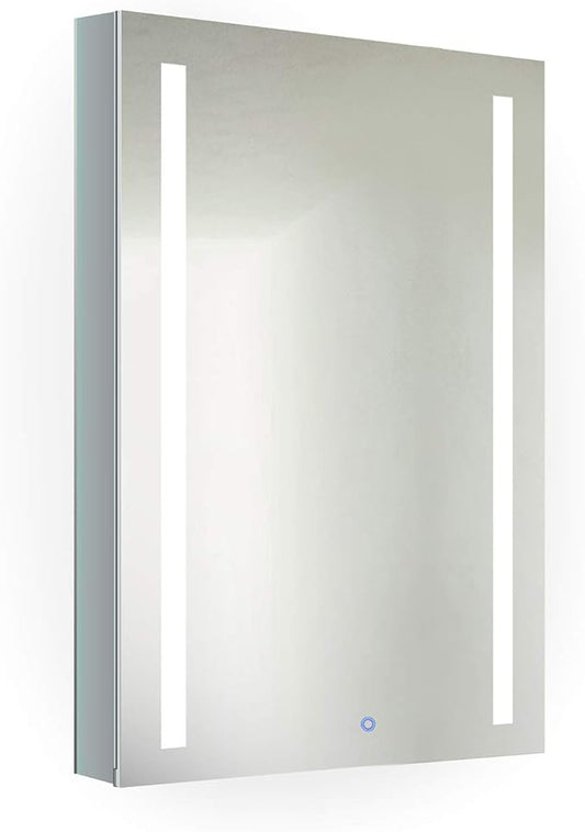 Krugg Kinetic LED Medicine Cabinet| Recessed or Surface Mount Mirror Cabinet w/Dimmer & Defogger (20"x30" Left Hinge)